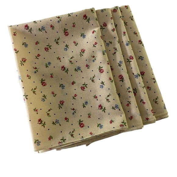 Lot of 4 Cloth Napkins Floral Ivory 20" x 14.25" Cotton Blend Dining - Picture 4 of 4